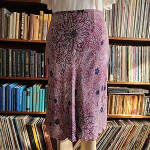 Petite Sophisticate Vintage Silk Midi Skirt Floral Mauve Blue Womens 8 Side Zip